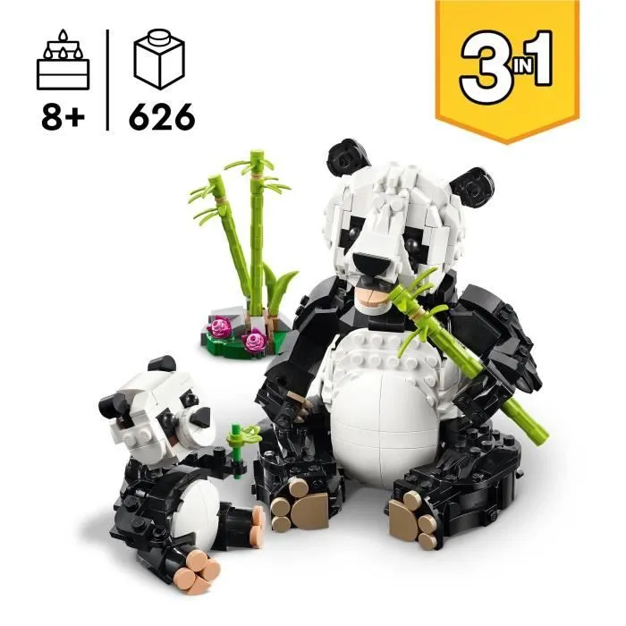 LEGO Creator 31165 3-en-1 Animaux sauvages : la famille de pandas Jeu pour fille dès 8 ans-1