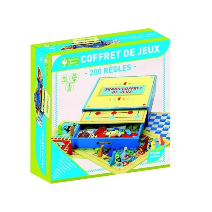 Jeu de société en bois - L'ARBRE A JOUER - Grand Coffret de Jeux - 200 Règles-2