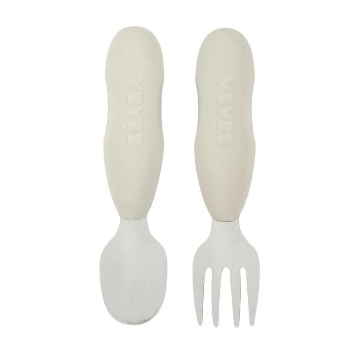 Lot 2 pré-couverts d'apprentissage Inox Gris velours-2