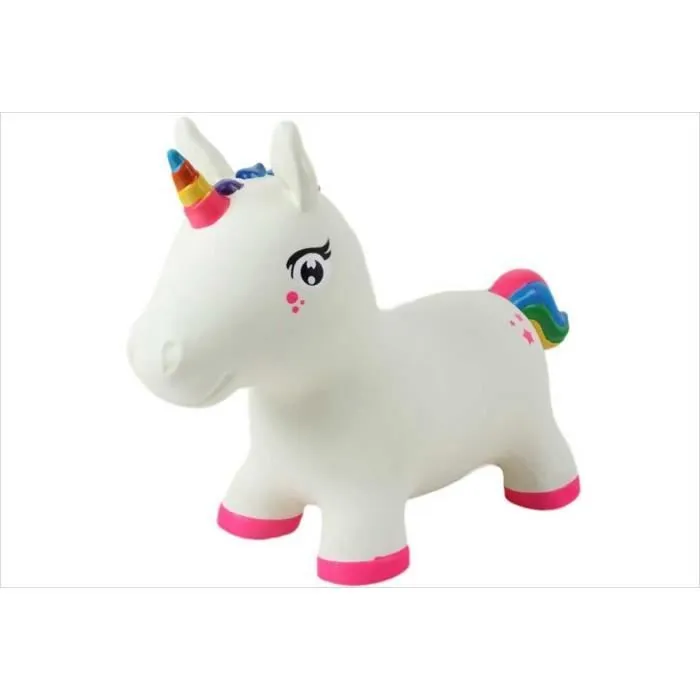 Licorne sauteuse INOVTEX - Blanche et rose - Pour enfant de 3 à 6 ans - Poids supporté 40 kg-0