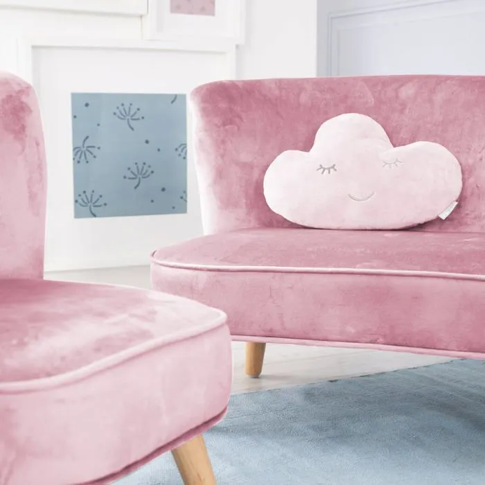 ROBA Canapé et Fauteuil Enfant Lil Sofa + Coussin Décoratif Nuage - Ensemble en Velours - Rose/mauve-4