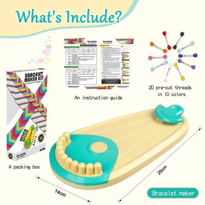 Kit Bracelet Fille, Kit d'artisanat de Bracelet d'amitié pour Filles 6-12 ans, DIY Kit Créatif Enfant Jouet Cadeau de Anniversaire-3