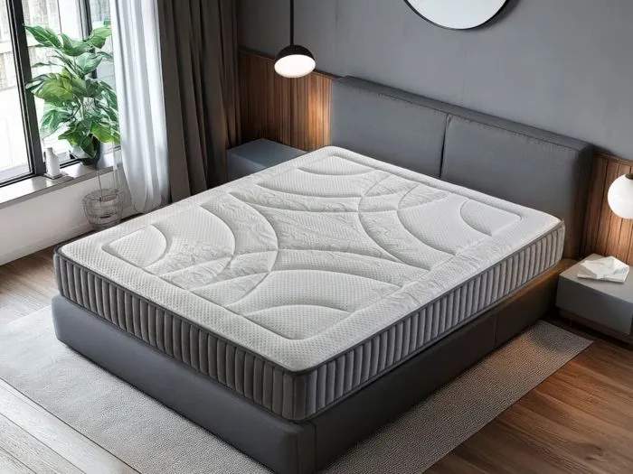 Matelas 80X180 BORDEAUX Épaisseur 25 CM Ressorts ensachés Mousse HR réspirant-2