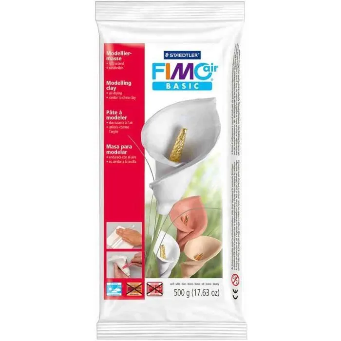 Pâte à modeler durcissante à l'air - FIMO - air BASIC - Couleur chair - 500g - 97% naturel-0