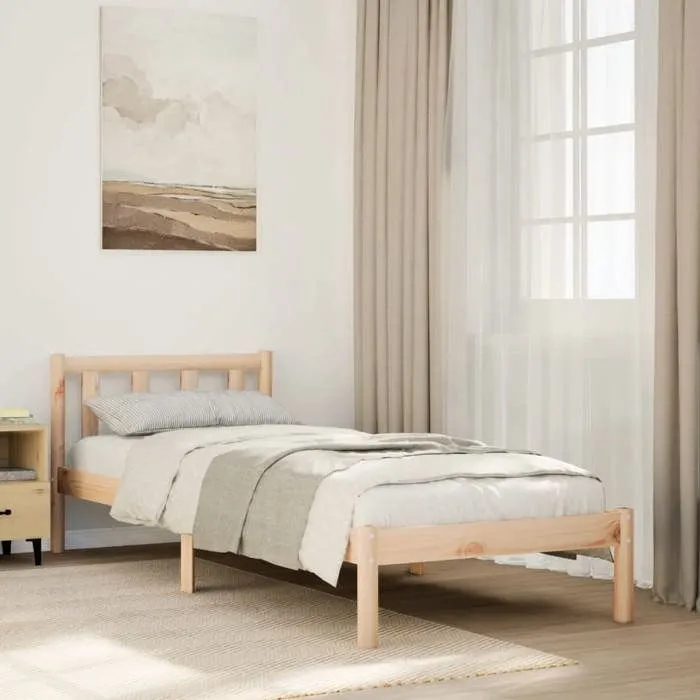 vidaXL Cadre de lit extra long sans matelas 90x220 cm bois massif pin, lit, meuble de chambre à coucher, lit en bois, lit 852444-0