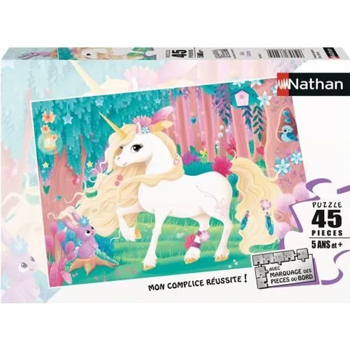 Puzzle enfant 45 pièces Jolie licorne Nathan - Poster inclus - Thème fantastique - Mixte - A partir de 5 ans-0