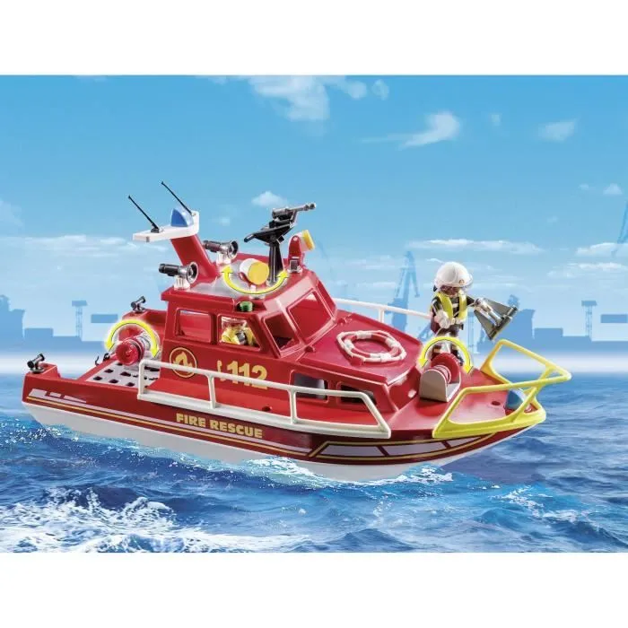PLAYMOBIL 71598 Bateau de sauvetage et pompiers, Les pompiers, Action Heros, Dès 4 ans-2