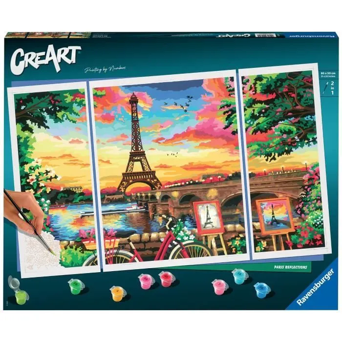 CreArt Paris format triptyque 80x50cm - Peinture par numéros – Dès 12 ans – Ravensburger - 20134-0