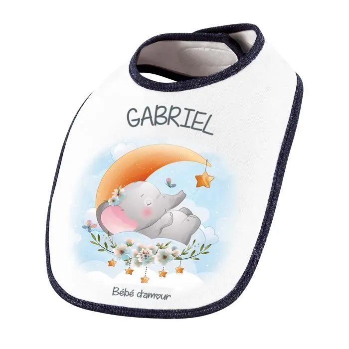 Bavoir Gabriel bébé d'amour éléphant | Cadeau Naissance Baby Shower Noël Anniversaire Enfant Nourrisson-0