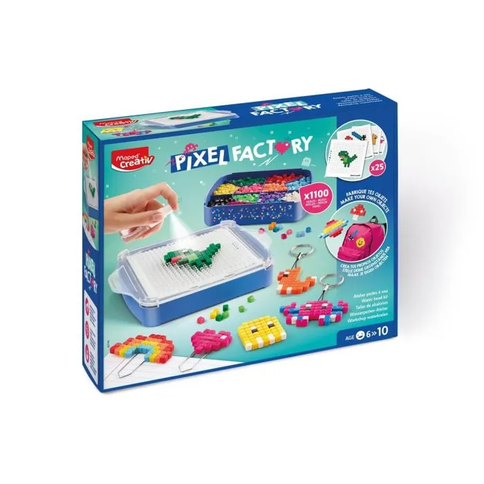 Coffret de Perles à Eau - Maped Creativ - Pixel Factory - 1110 Perles - 25 Modèles - 3 en 1-0