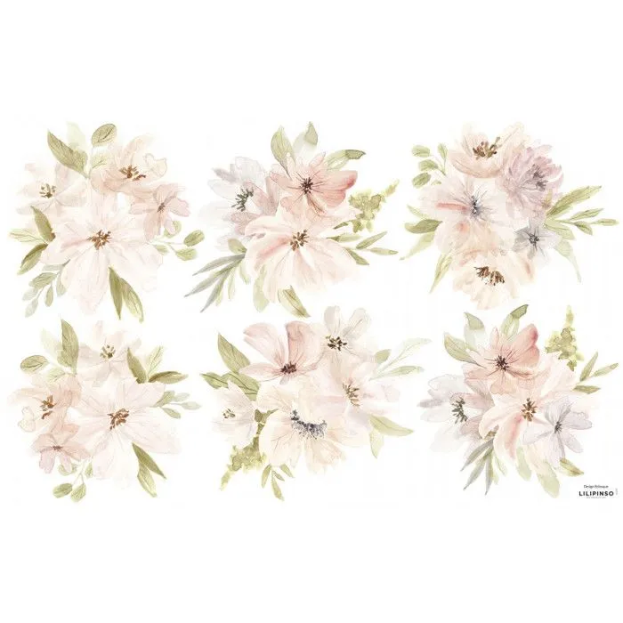 Sticker Lilipinso Sticker décor bouquet de fleurs roses orangées 64 x 90 cm-0