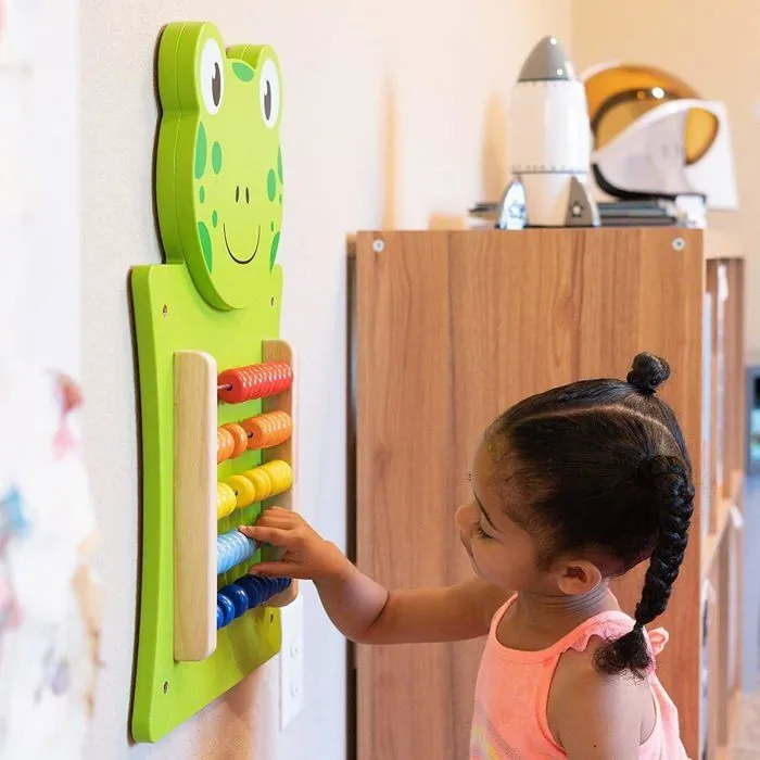 Panneau d'activités mural - Viga Toys - Grenouille - Bois - 5 rangées de perles - 12 mois et plus-1
