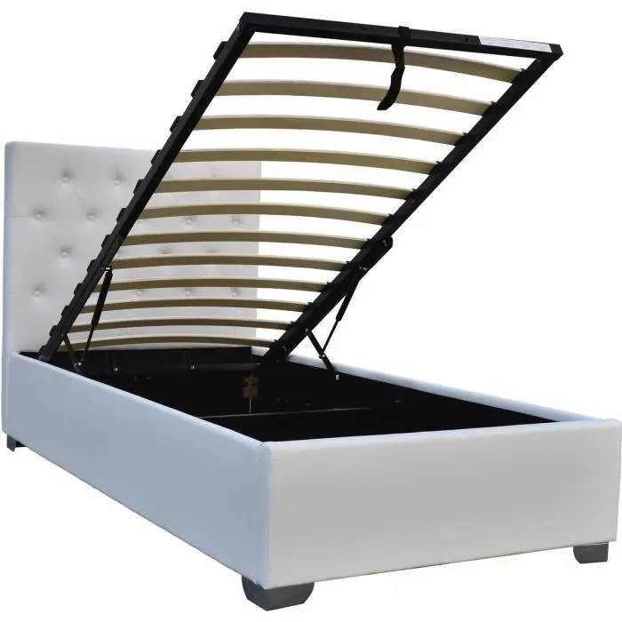 Lit simple avec coffre "Tino" - 90 × 190 cm - Blanc-1