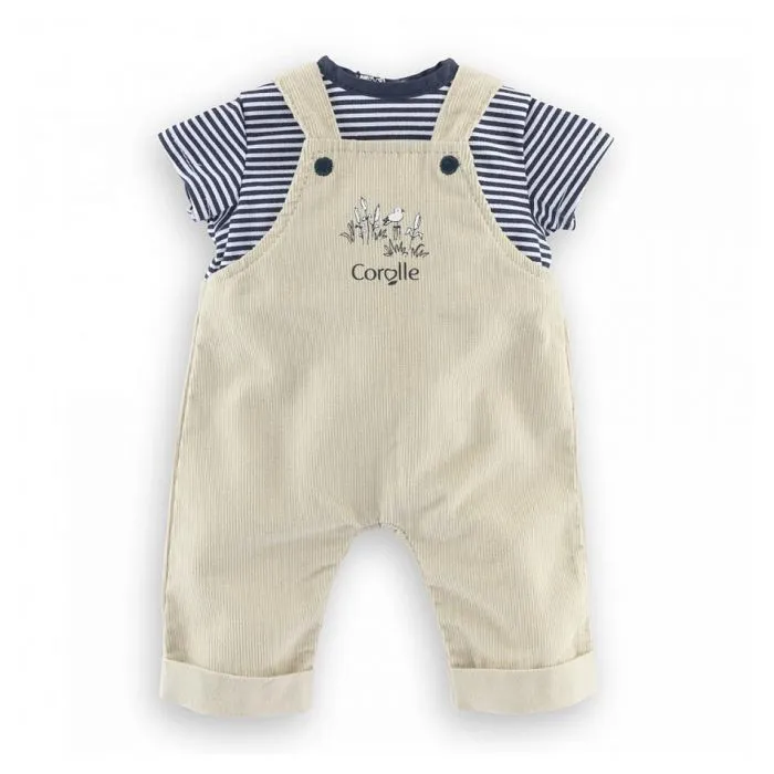 T-Shirt et Salopette Écru Bords de Loire - COROLLE - 36 cm - Rayé bleu marine et écru - Enfant - Mixte-0