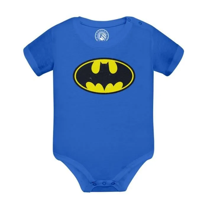 Body Bébé Manche Courte Bleu Batman Logo Super Héros BD Film Geek-0