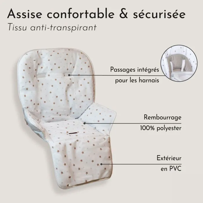Housse d'assise pour chaise haute bébé enfant gamme Ptit - Celeste - Monsieur Bébé-2
