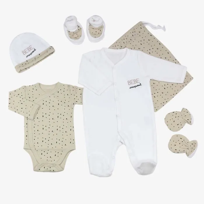 Trousseau de naissance bébé en velours et coton-0