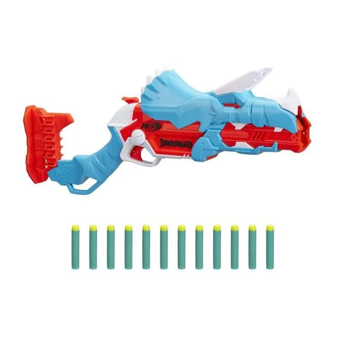 NERF - DinoSquad - Blaster Tricera-blast - 3 fléchettes - 12 fléchettes NERF - apparence de triceratops-1