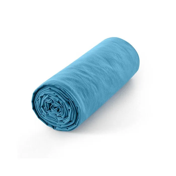 Drap housse 140 x 190 cm bonnet 30 cm "Prémium" pour lit 2 places - Prémium Cyan-2