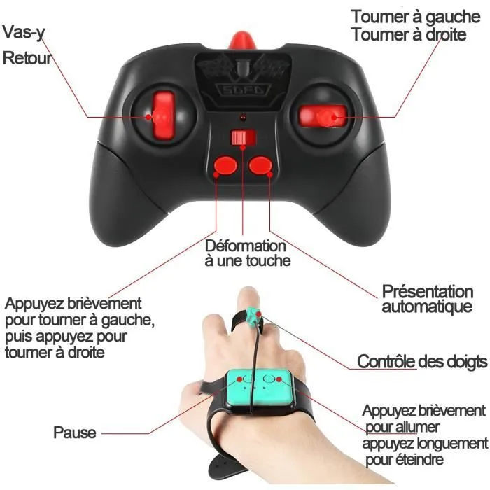 Voiture Télécommandée 4WD,Jouet Enfants RC Voiture Rotation à 360°,Amphibie Rechargeable Stunt Car,2.4GHz Deux Télécommande,Cadeaux-3