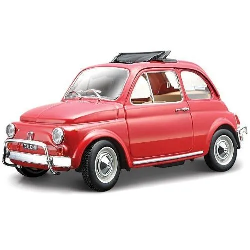 Voiture miniature FIAT 500L 1965 rouge à l'échelle 1:24 de la marque BBURAGO pour enfant garçon-0