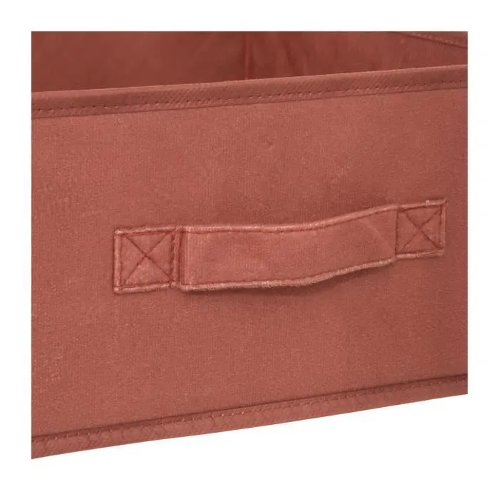 Boîte de Rangement en Velours Terracotta 31 x 31 x 15 cm - FIVE - Rose - Blanc - Adulte - Mixte - Non-1