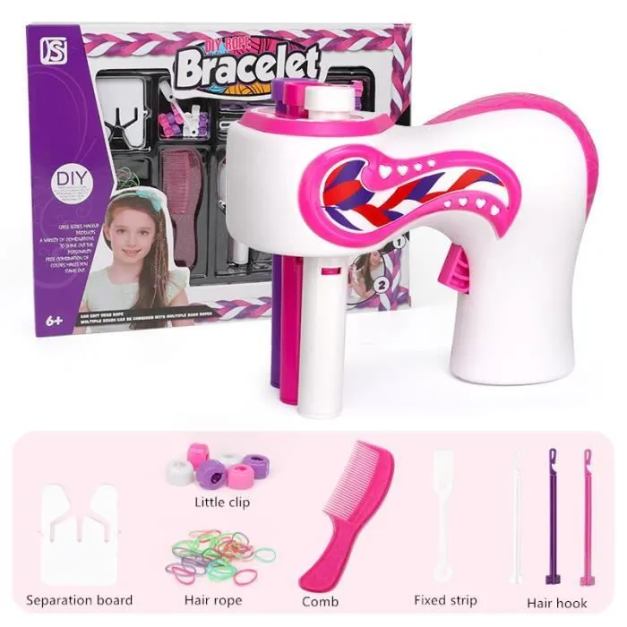 Toy coiffeur,With Box--Machine à tresser électrique automatique pour filles, bricolage de cheveux, rouleau à tricoter torsadé, outil
