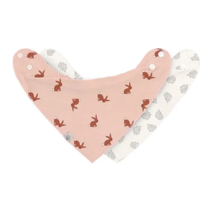 Bandanas bébé Lässig Little Forest Lapin - rose clair/blanc - 100% coton biologique certifié GOTS-0