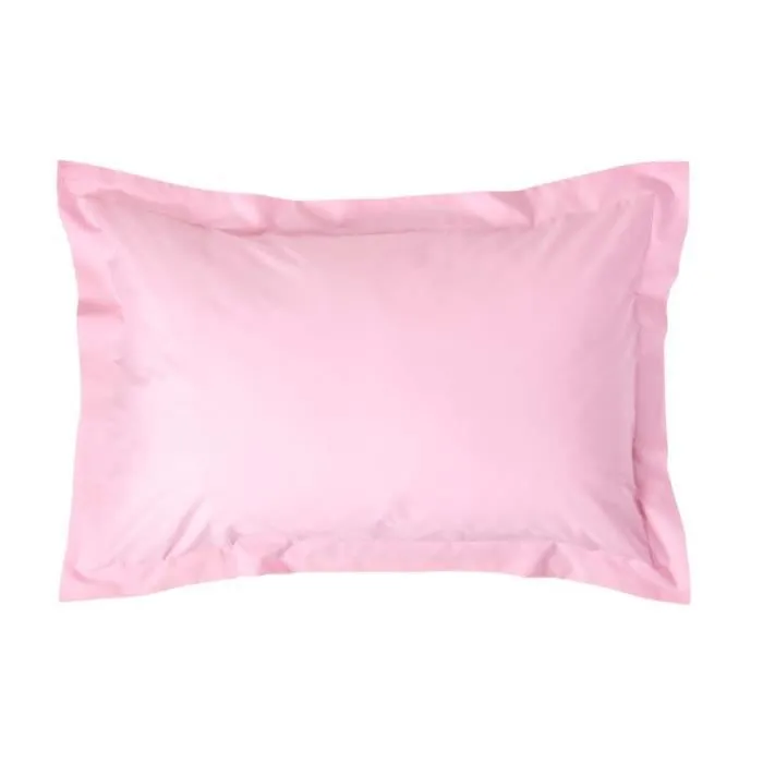 Taie d'oreiller rectangulaire coton égyptien 200 fils coloris rose 50 x 75 cm-0