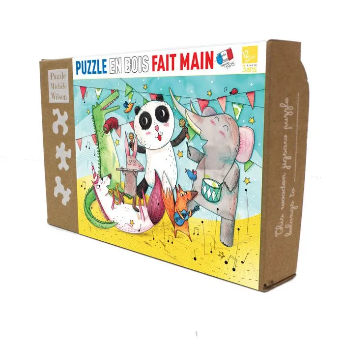 Puzzle en bois Fait Main 12 pièces : Le Concert des Animaux aille Unique Coloris Unique-1
