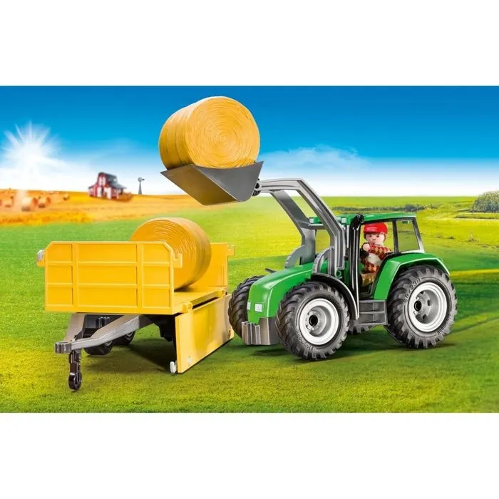 Jeu de construction - PLAYMOBIL - Tracteur avec remorque - 1 figurine - Accessoires inclus - À partir de 3 ans-2