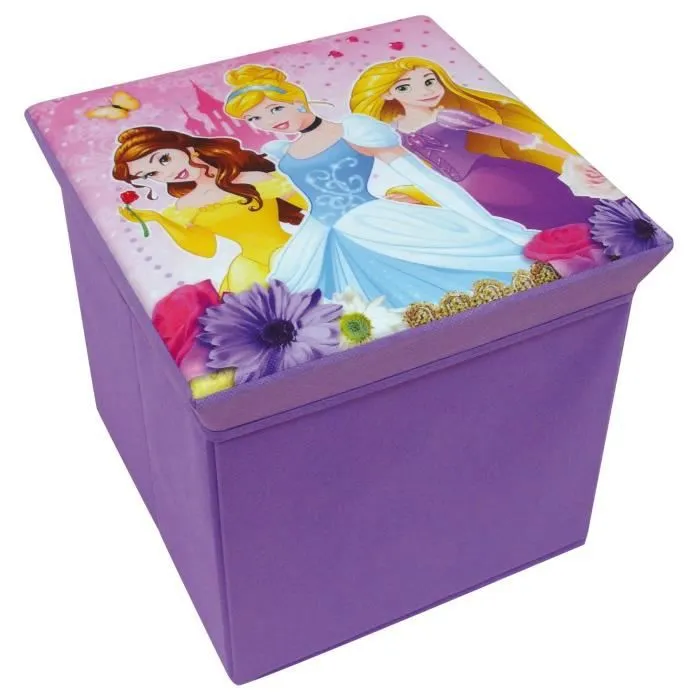 Tabouret de rangement Disney Princesses - JEMINI - Pour enfant - Violet - Rose - Fille-0