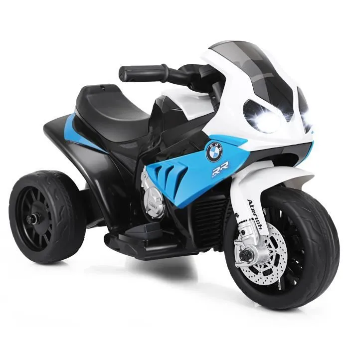 COSTWAY BMW Moto Electrique pour Enfants 6V/4Ah,3 Km/h avec Phare, Musiques 3 Roues 1,5-3 Ans Bleu-0