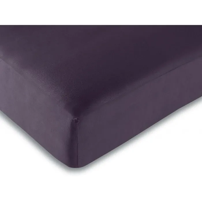 Drap housse 57 fils/cm² toutes dimensions - Prune - 90 x 190 cm-0