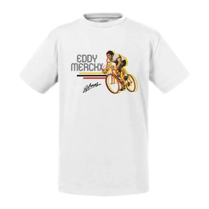 T-shirt Enfant Blanc Eddy Merckx Vintage Vélo France Cyclisme Tour-0