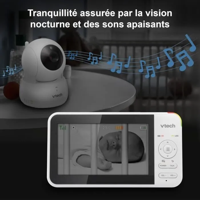 Moniteur vidéo numérique pour bébé VTech VM924 avec fonction panoramique et inclinaison-3