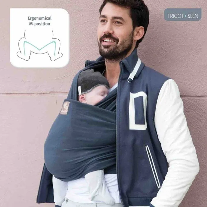 Echarpe de portage en coton biologique - Tricot Slen - Gris clair-2