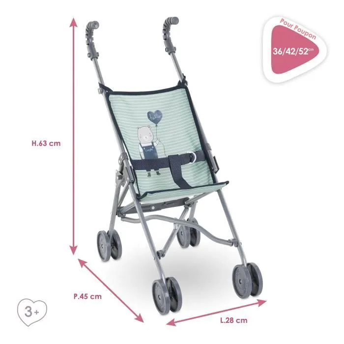 Poussette canne - COROLLE - Sauge - Légère - Pliable - Pour poupons 36/52 cm-2