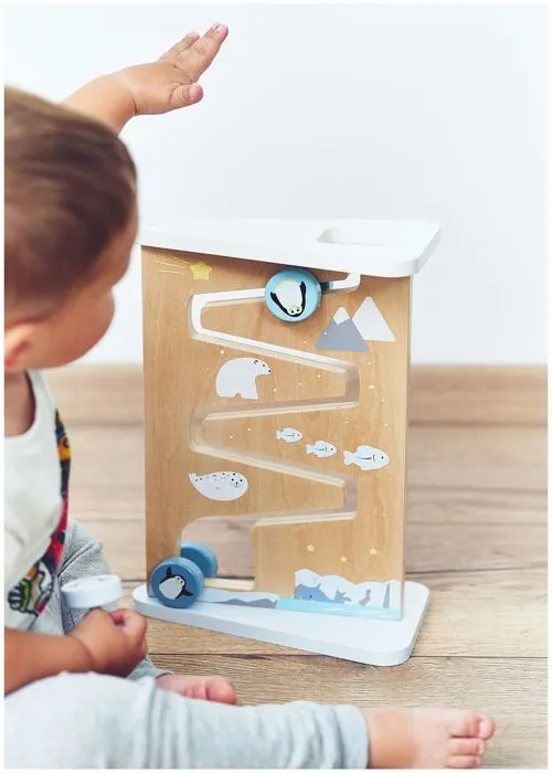 Mamabrum Jeu d'Éveil Bébé en Bois - 1er âge Coordination Œil- Main & Motricité - Labyrinthe Circuit - 2 Faces Peinture Écologique-4