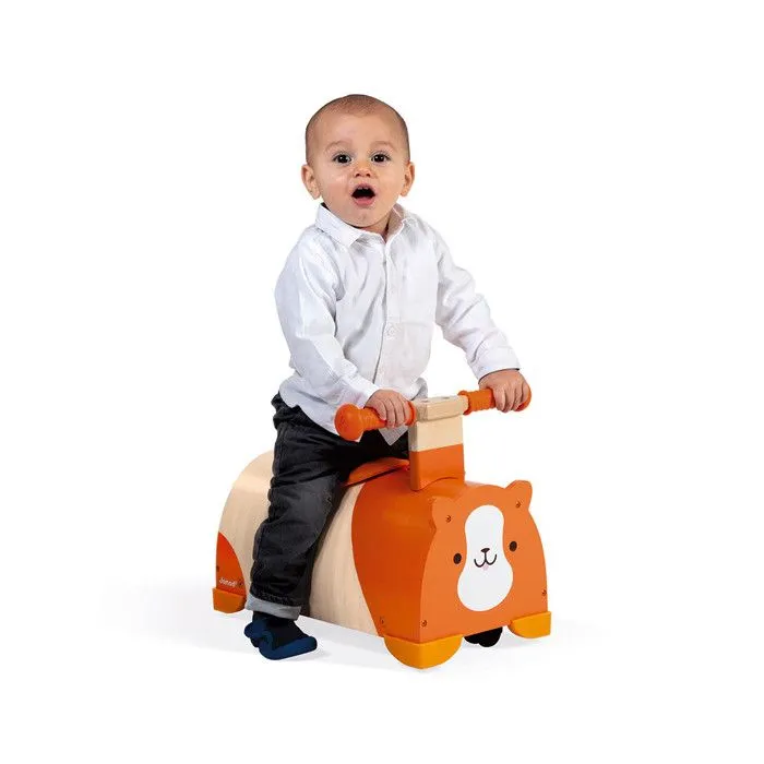 Porteur Hamster en bois JANOD - Roues multidirectionnelles - Coffre intégré - Dès 12 mois-1
