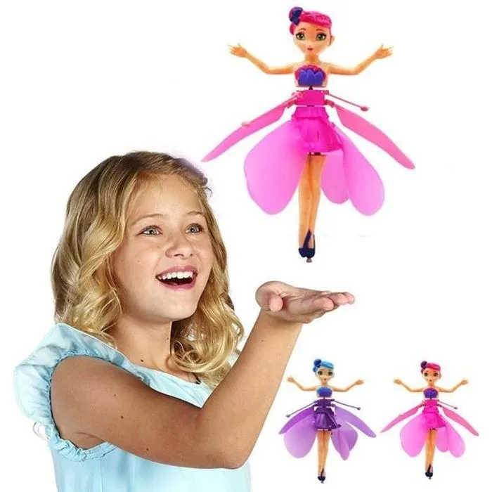 Figurine - FEE MAGIQUE VOLANTE - Rose et mauve - Infrarouge - Charge USB - Facile à jouer-0