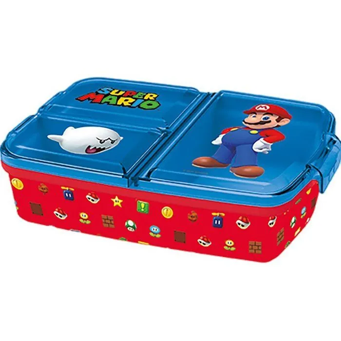 Boîte à goûter - Super Mario - Multi-compartiments - Plastique sans BPA - Dimensions 19,5x16,5x6,7 cm - Enfant-1
