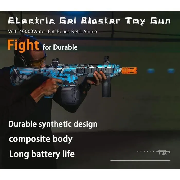 PIMPIMSKY Bombe à Eau Pistolet électrique , avec 10000 perles d'eau et verres, jouet rechargeable pour activités de plein air (bleu)-2