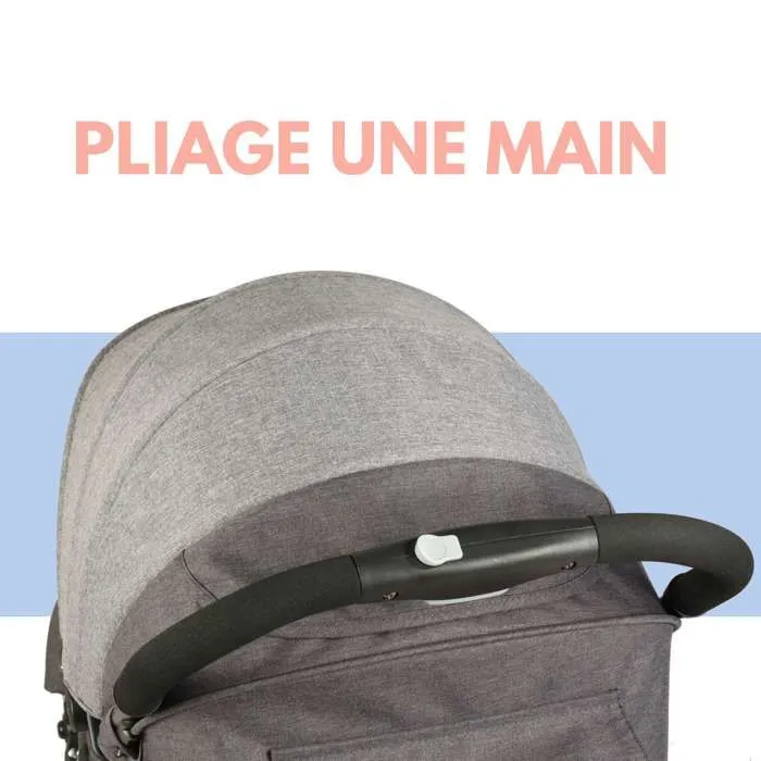 Bambisol Poussette Citadine YUKO² | Dès la Naissance, Pliage 1 Main | Gris Chiné Eco-4