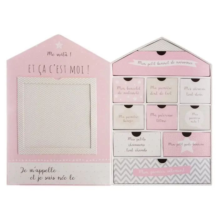 Coffret de naissance avec boite à souvenirs + cadre photo - ROSE Rose-2