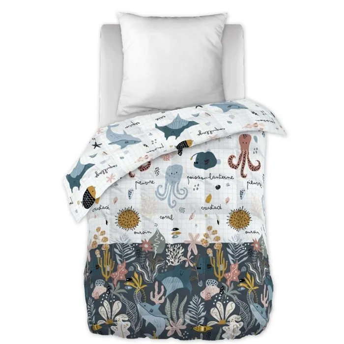 Couette tempérée enfant 140 x 200 cm coton imprimé octopia-2