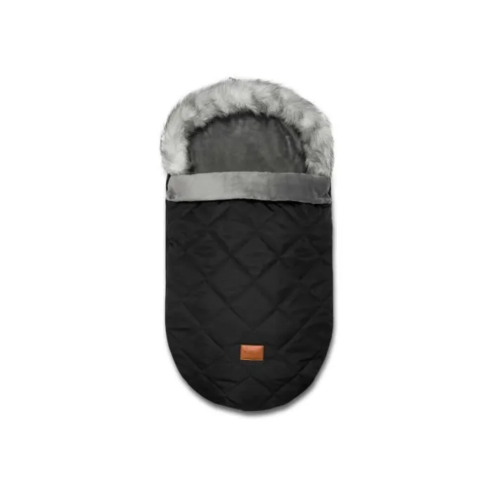 Bellochi Chanceliere Universelle pour Poussette - Capuche Réglable et Col Fourrure Amovible - Matelassé Black-0