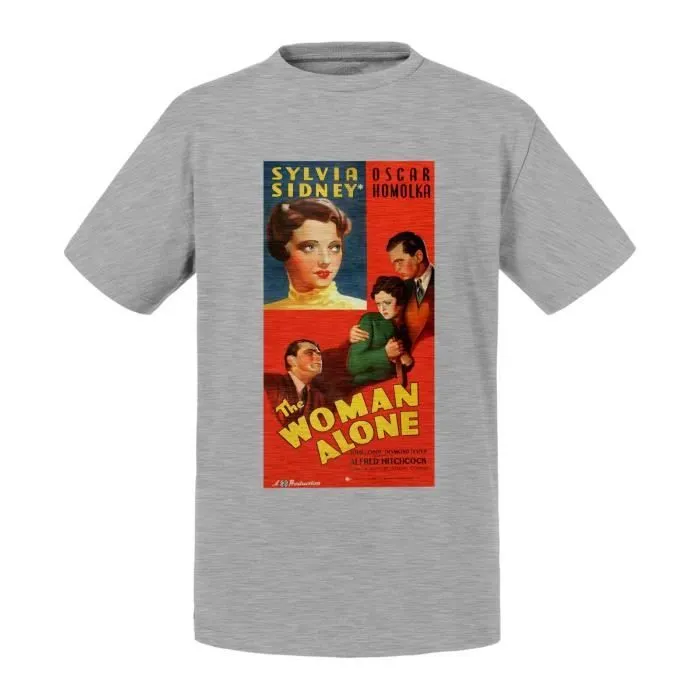 T-shirt Enfant Gris The Woman Alone Vieille Affiche de Film Rétro Poster Cinéma Vintage-0