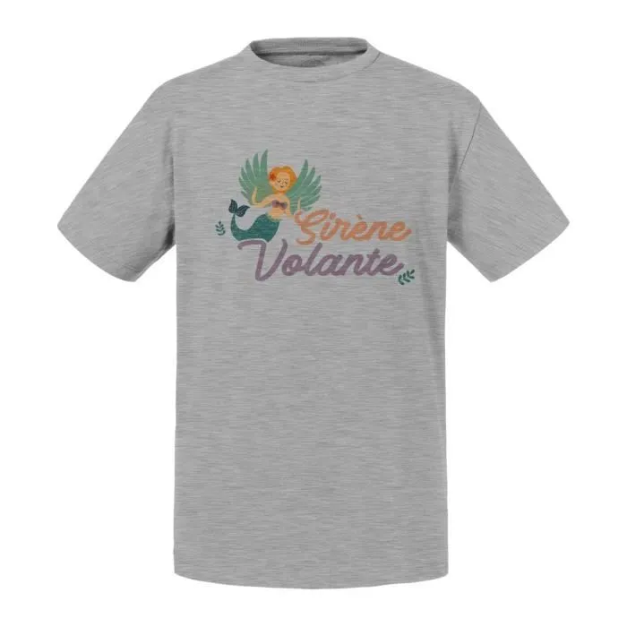 T-shirt Enfant Gris Sirène Volante Mignon Humour Fantaisie-0