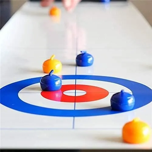 Jeu de curling sur table - PIMPIMSKY - Ensemble de 8 pots bleus et jaunes-2